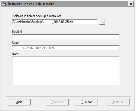 Sélection de fichier backup Winbooks